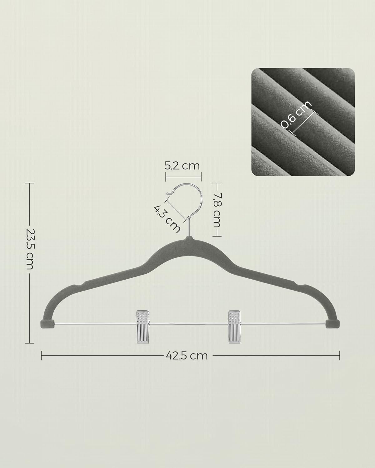 Foto 5 pulgar | Juego De 30 Perchas Para Pantalones Songmics De Terciopelo Con Clip Ajustable