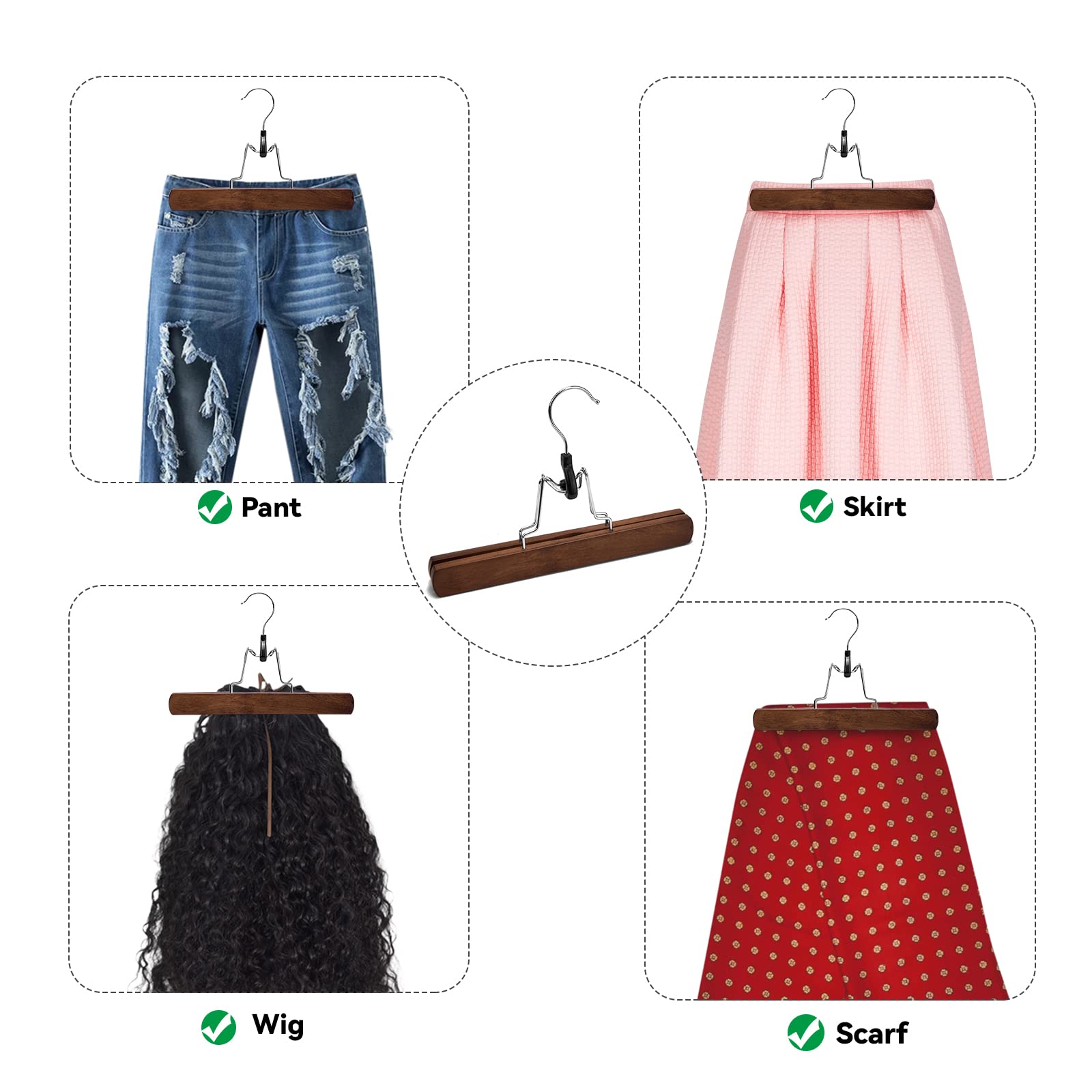 Foto 5 | Perchas De Madera Para Pantalones Nature Smile, Paquete De 20, Antideslizantes, Retro - Venta Internacional.