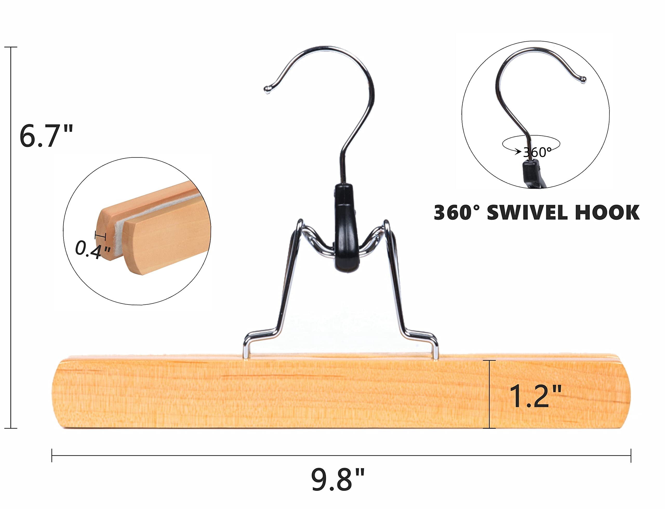 Foto 3 pulgar | Colgadores Para Pantalones Amber Home, Pinza De Madera De Terciopelo, Paquete De 10 Unidades, Naturales - Venta In