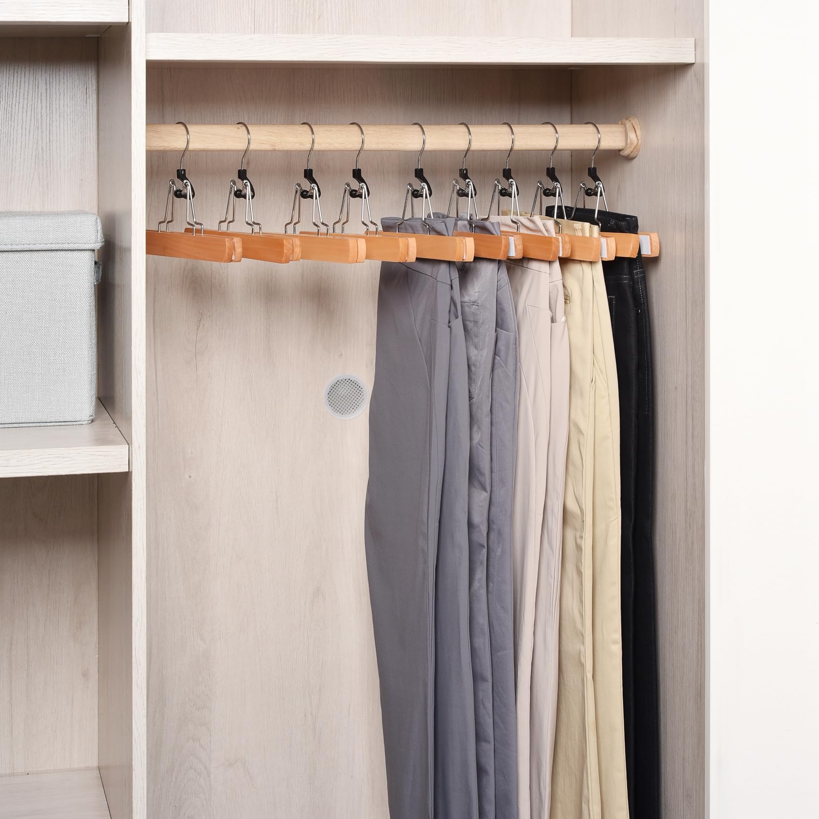 Foto 7 pulgar | Colgadores Para Pantalones Amber Home, Pinza De Madera De Terciopelo, Paquete De 10 Unidades, Naturales - Venta In