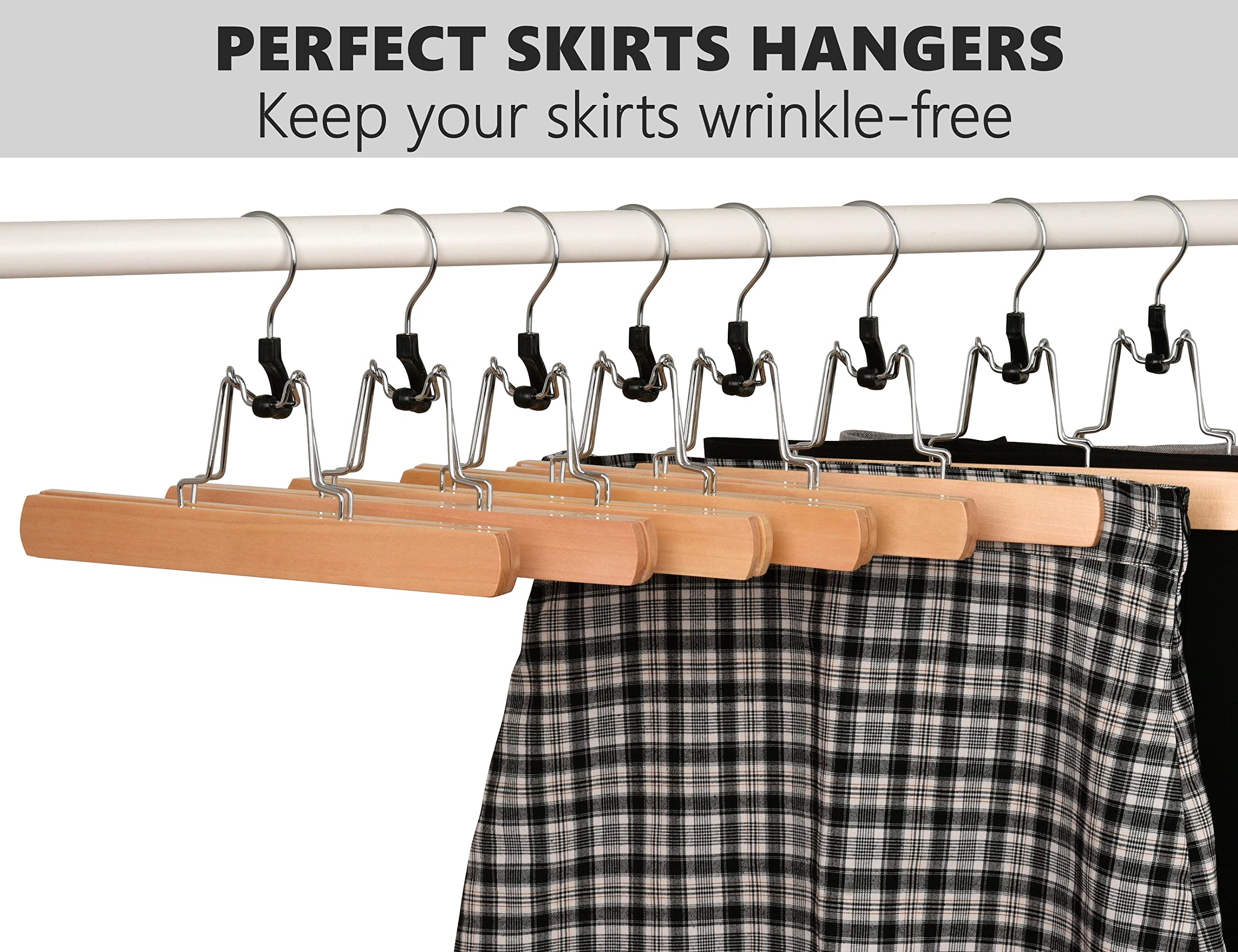 Foto 7 | Colgadores Para Pantalones Amber Home, Pinza De Madera De Terciopelo, Paquete De 10 Unidades, Naturales - Venta In