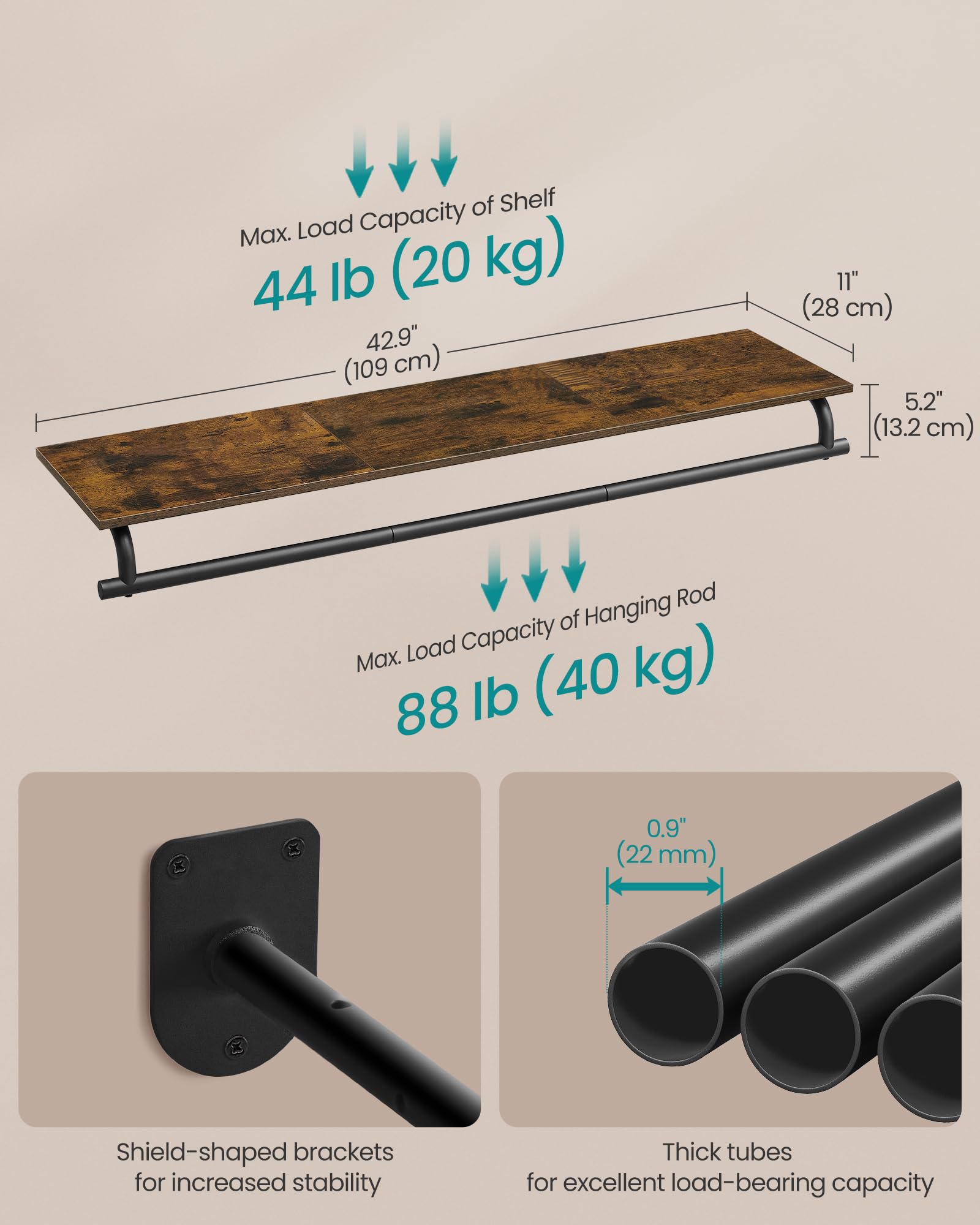 Foto 5 | Perchero de Pared Songmics - Venta Internacional