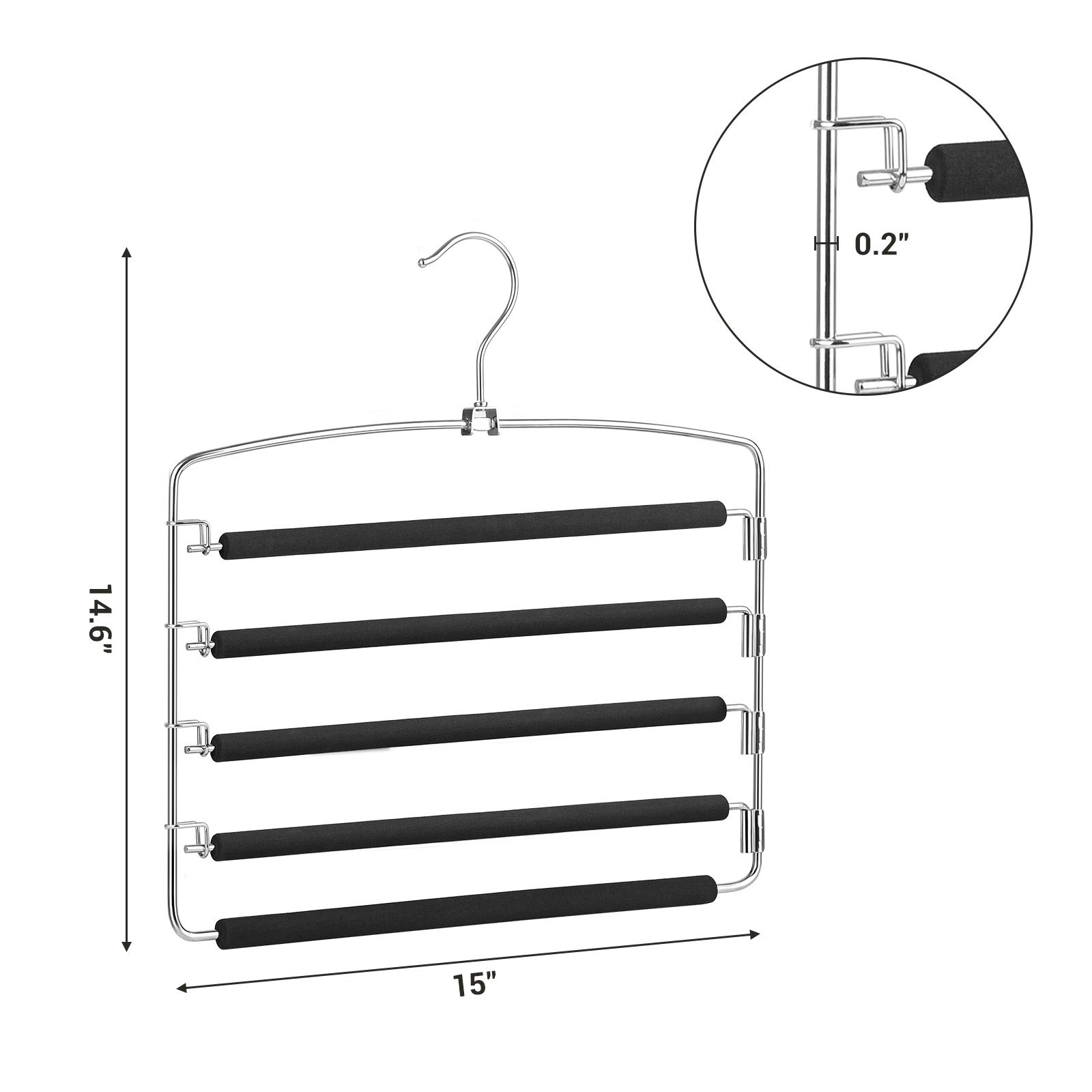 Foto 8 pulgar | Juego De 3 Perchas Para Pantalones Songmics De 5 Capas Que Ahorran Espacio