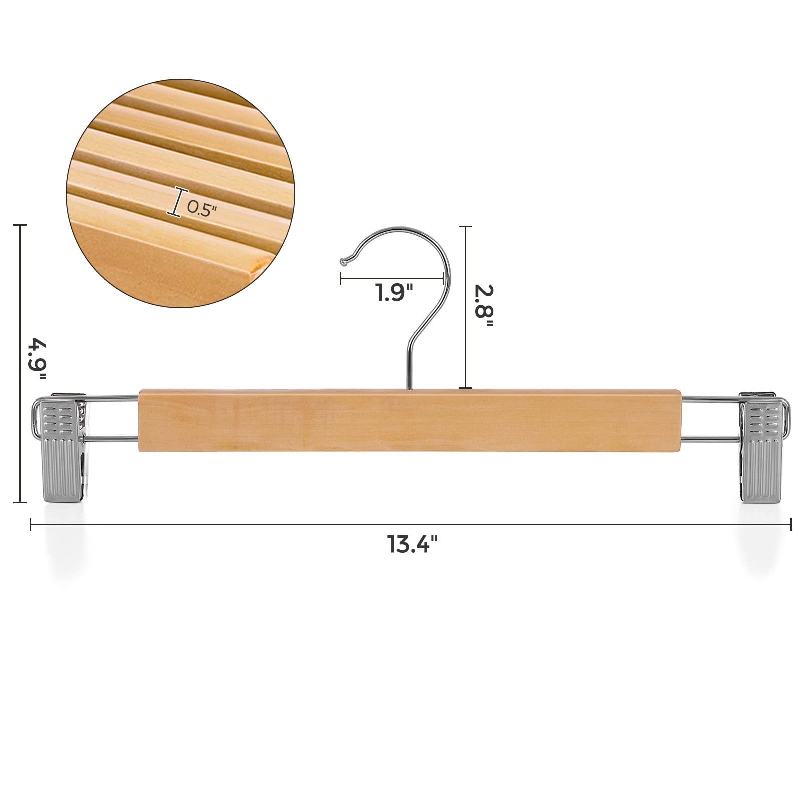 Foto 8 pulgar | Perchas Para Pantalones Songmics De Madera Con Clips, Paquete De 12 Unidades, Ucrw008-12