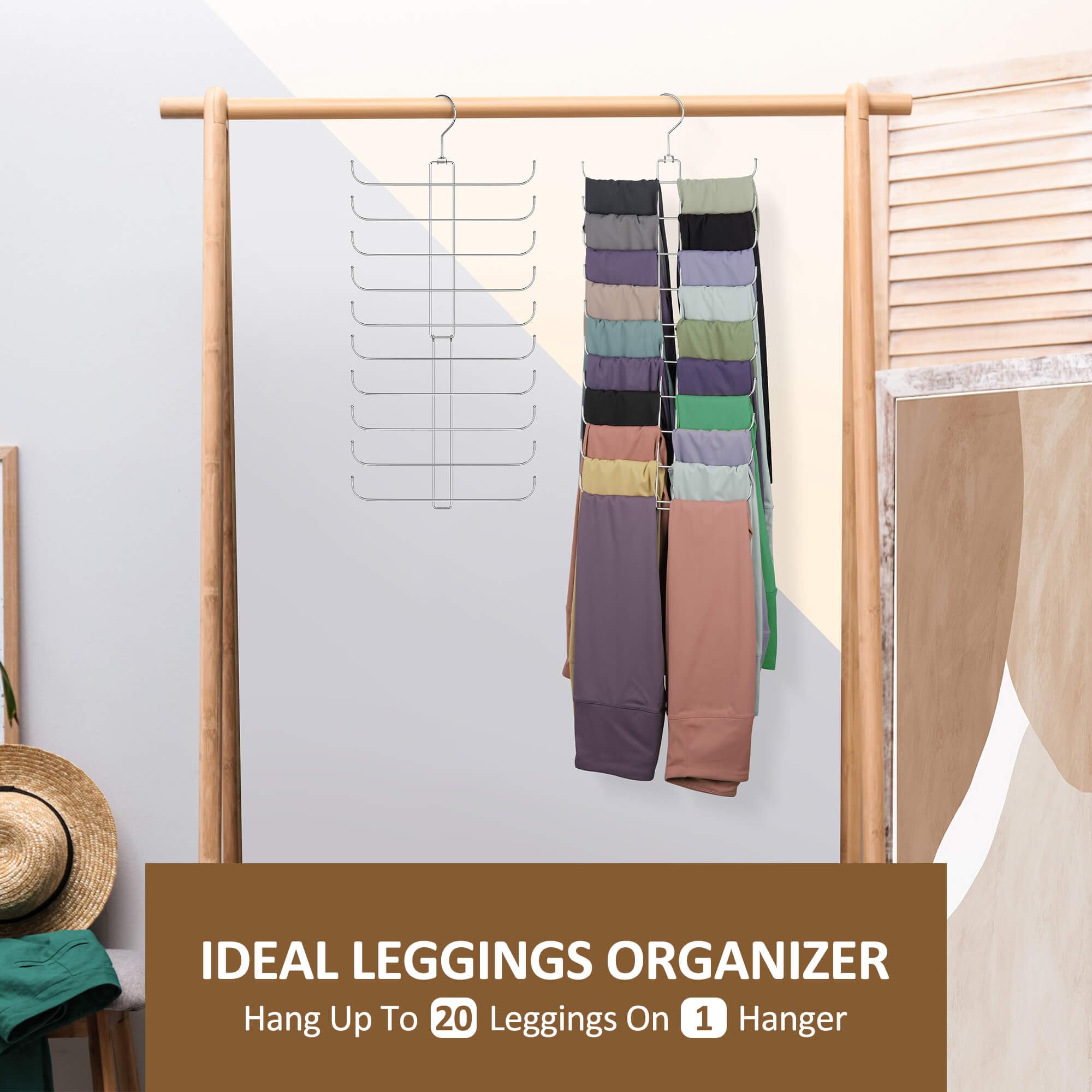 Foto 3 pulgar | Organizador De Leggings Zedodier Para Colgar En El Armario, Paquete De 2 Unidades, Color Plateado - Venta Internacional.
