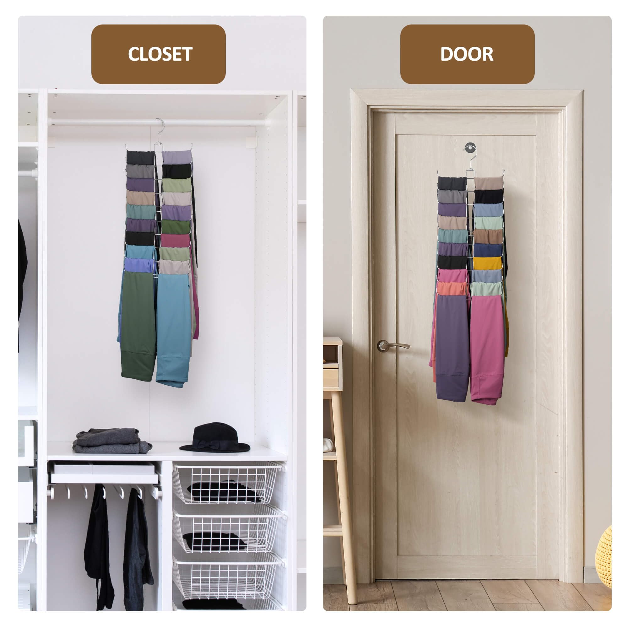Foto 5 | Organizador De Leggings Zedodier Para Colgar En El Armario, Paquete De 2 Unidades, Color Plateado - Venta Internacional.