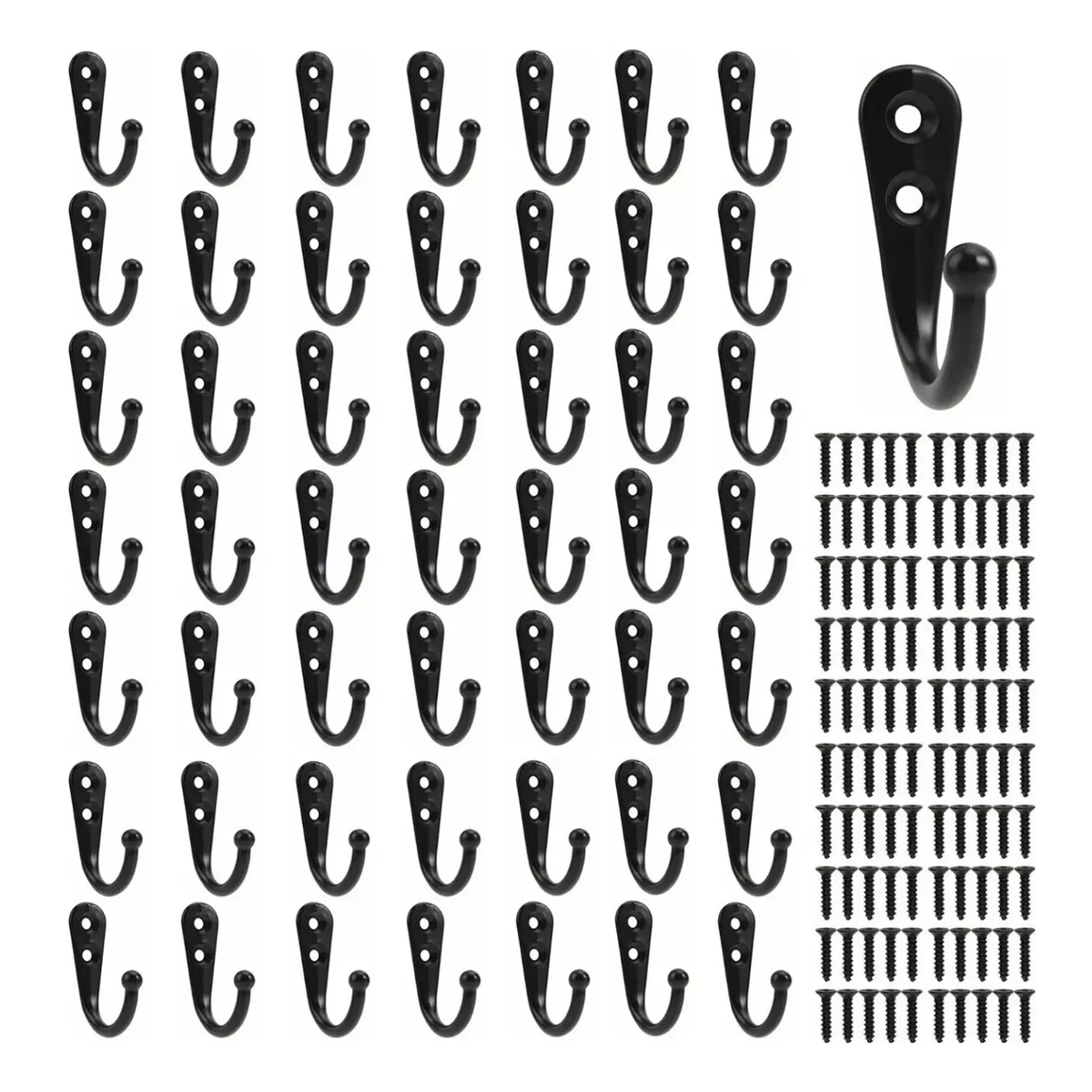 50 Pcs Gancho Perchero Colgador Pared Organizador Eo Safe Imports Esi-17514 Negro