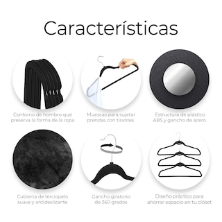 Foto 4 | Juego De 50 Ganchos De Metal Raganet Black Velvet De Alta Calidad - Venta Internacional.