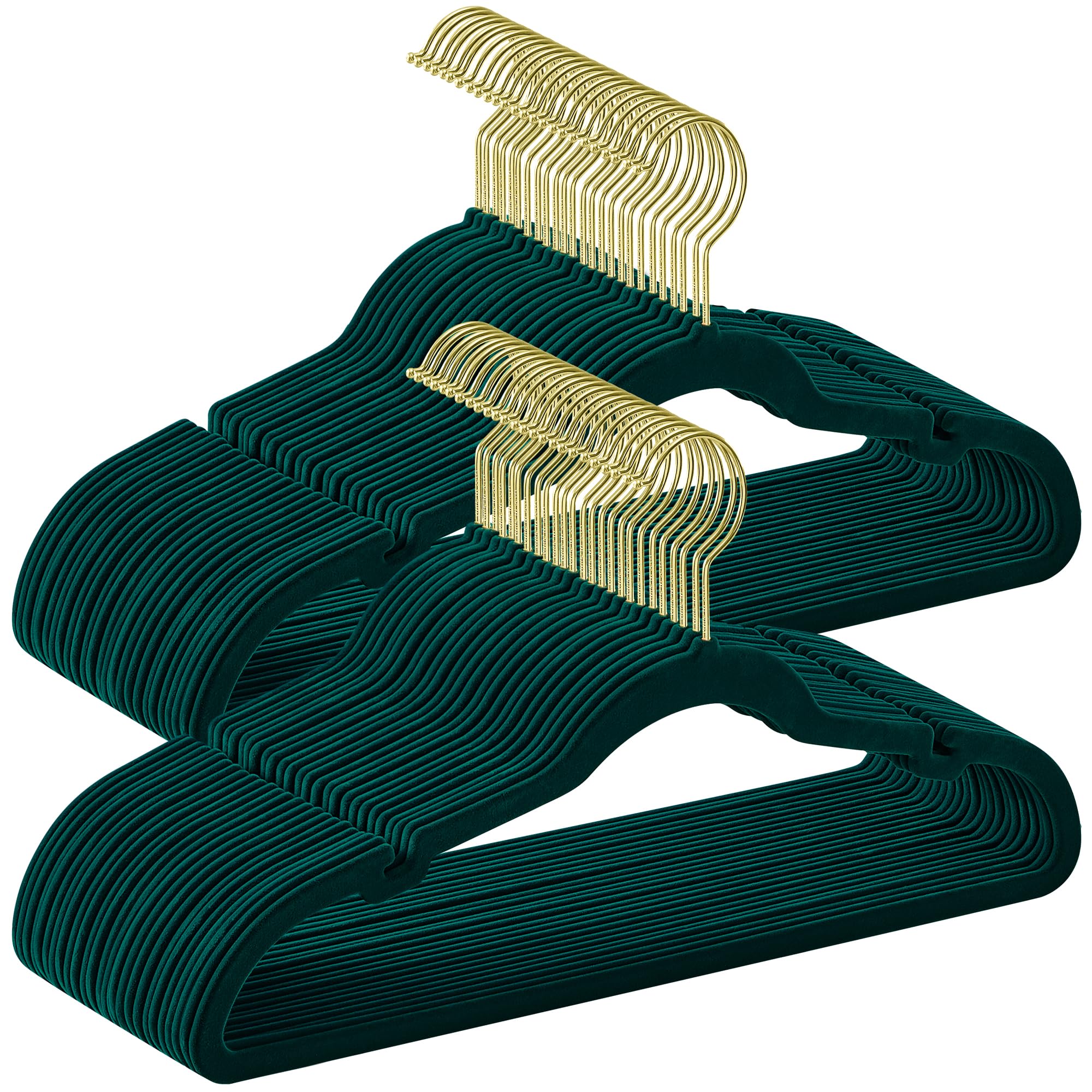 Perchas De Terciopelo Songmics Ucrf029c05, 50 Unidades, Color Verde Bosque - Venta Internacional.