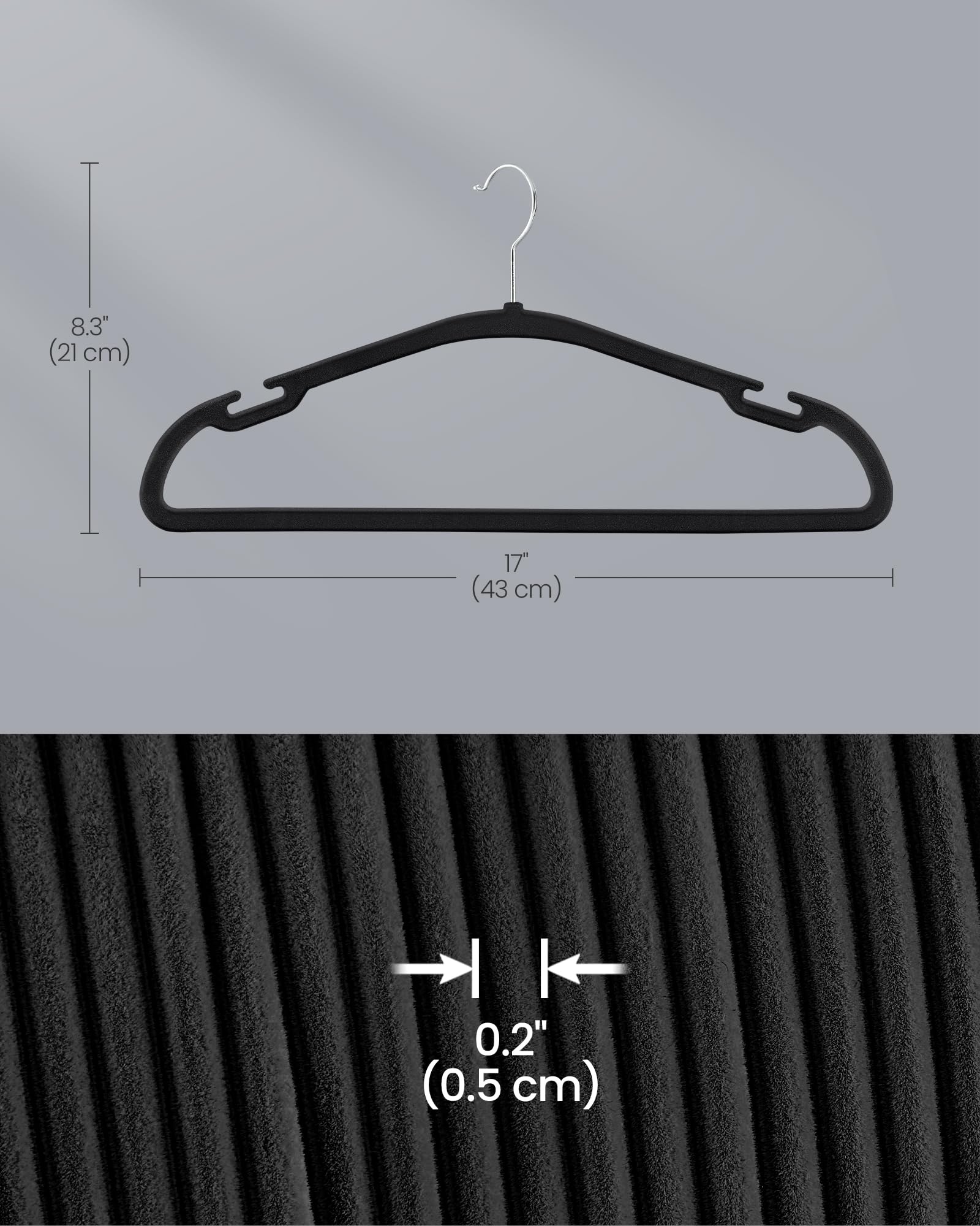 Foto 5 | Perchas De Terciopelo Songmics Ucrf039b03, Paquete De 50 Unidades, Tinta Negra - Venta Internacional.