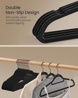 Foto 3 | Colgador De Ropa Songmics De Terciopelo, 50 Unidades, Tinta Antideslizante, Color Negro - Venta Internacional.