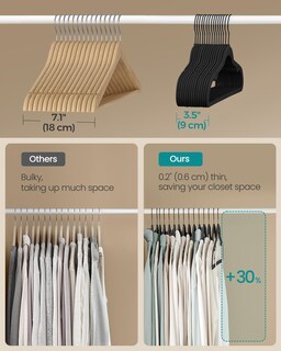 Foto 4 | Colgador De Ropa Songmics De Terciopelo, 50 Unidades, Tinta Antideslizante, Color Negro - Venta Internacional.
