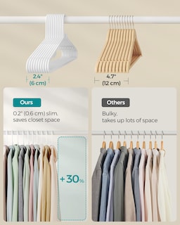 Foto 3 | Perchas De Plástico Songmics, 50 Unidades, Que Ahorran Espacio, Color Blanco Ucrp009w50 - Venta Internacional.