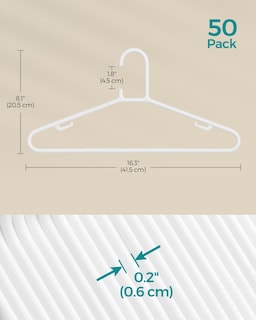 Foto 6 | Perchas De Plástico Songmics, 50 Unidades, Que Ahorran Espacio, Color Blanco Ucrp009w50 - Venta Internacional.