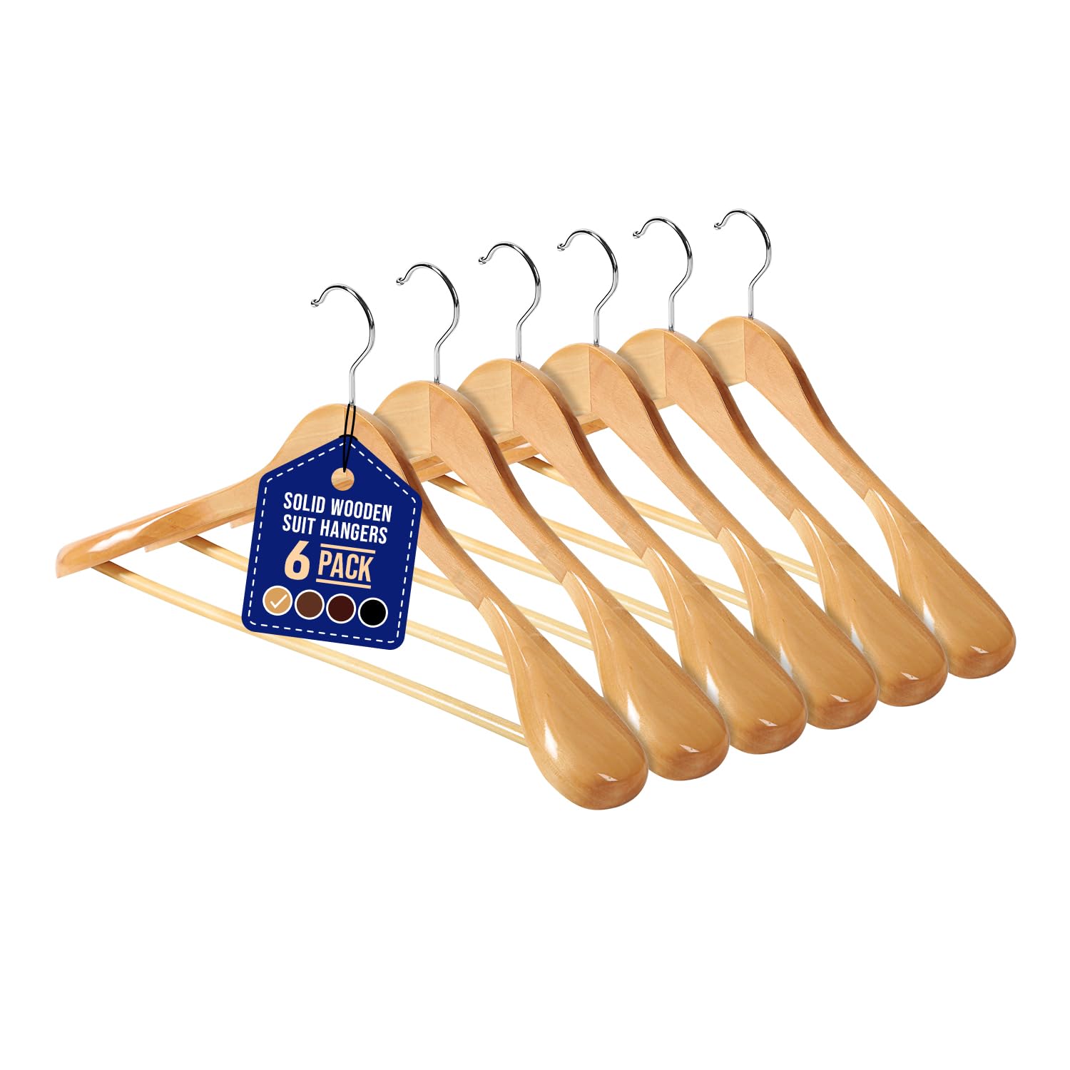 Set De Perchas Lifemaster De Madera Maciza Para Armario Antideslizante De 6 Piezas - Venta Internacional.