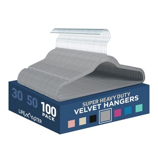 Foto 1 | Juego De Perchas Lifemaster De Terciopelo Antideslizante, 100 Piezas, Color Gris - Venta Internacional.