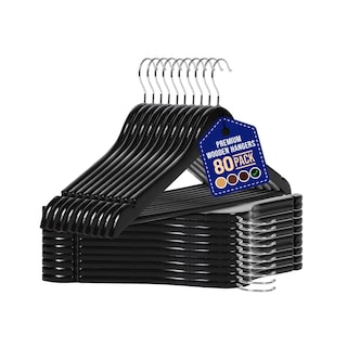 Foto 1 | Juego De Perchas De Madera Lifemaster, 80 Piezas, Antideslizantes, Color Negro - Venta Internacional.