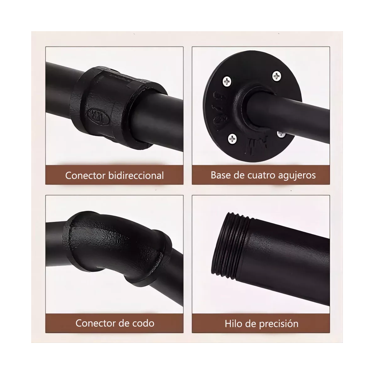 Foto 5 pulgar | Perchero Tubería Industrial Vintage De Colgar Ropa En Pared Eo Safe Imports Esi-18502 Negro