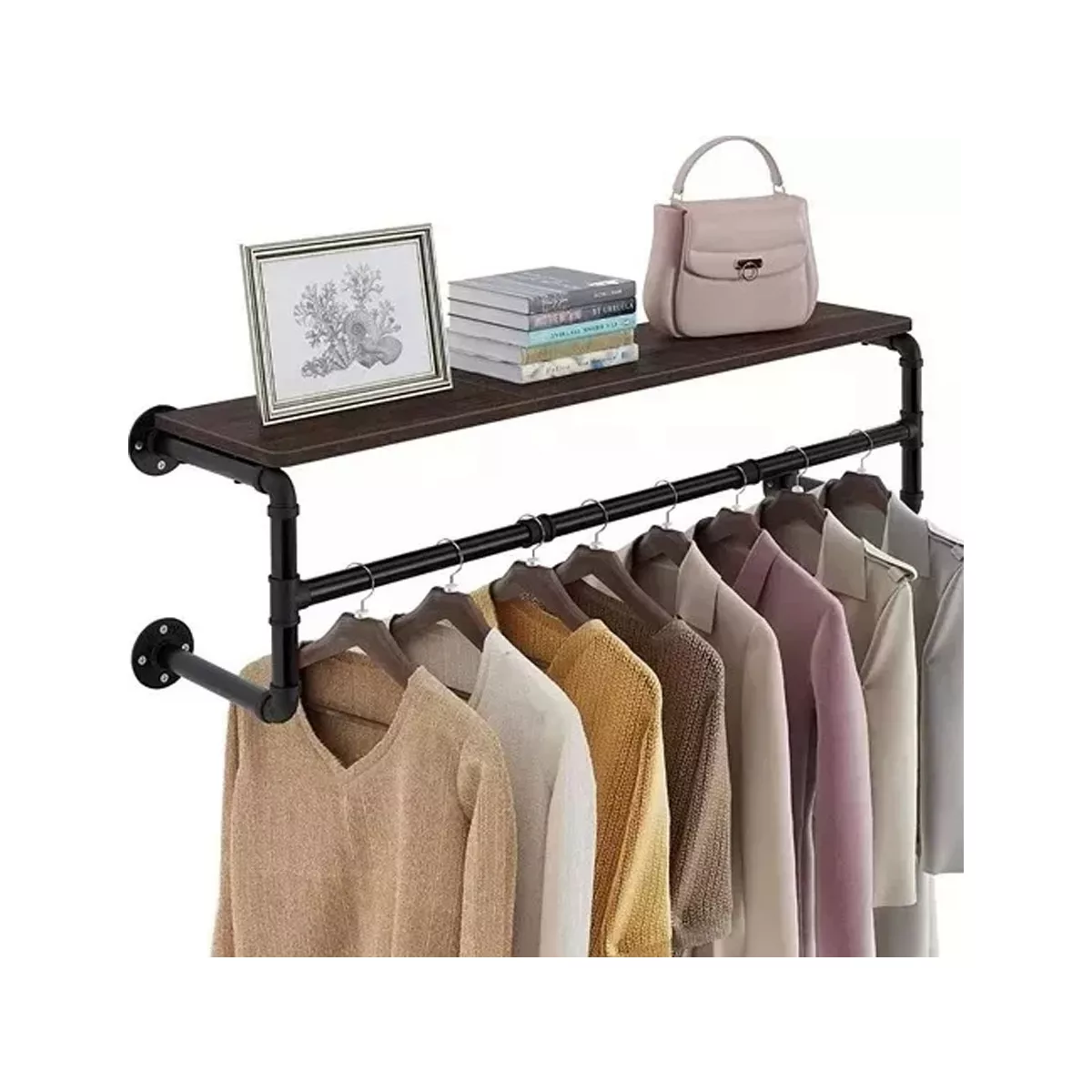 Foto 5 | Perchero Tubería Industrial Vintage De Colgar Ropa En Pared Eo Safe Imports Esi-18502 Negro