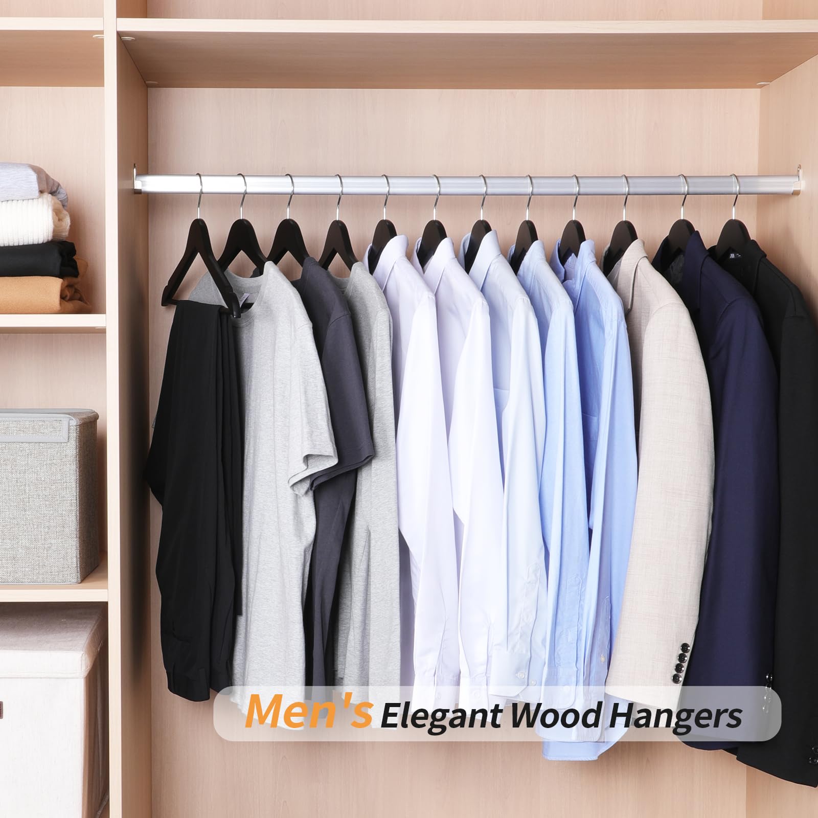 Foto 6 | Perchas Para Ropa Amazon Basics, Traje De Madera, Paquete De 30 Unidades, Color Negro - Venta Internacional.