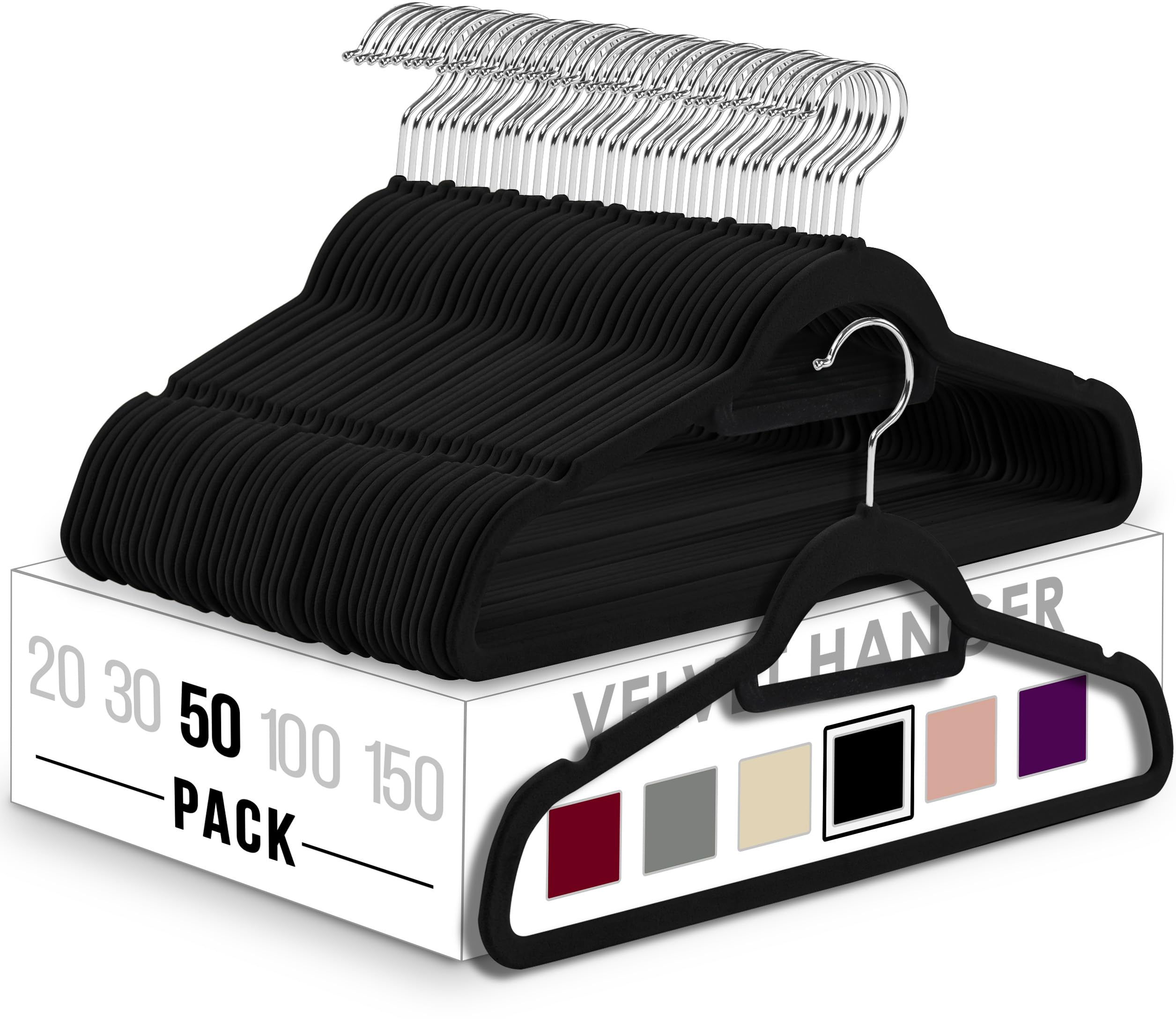 Foto 1 | Colgador De Ropa Utopia Home Premium Velvet, 50 Unidades, Color Negro - Venta Internacional.