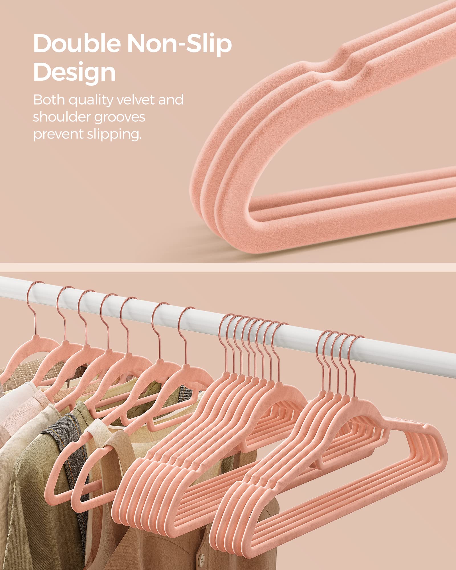 Foto 4 pulgar | Juego De 30 Perchas Songmics De Terciopelo, Color Rosa Coral Ucrf21pk30 - Venta Internacional.