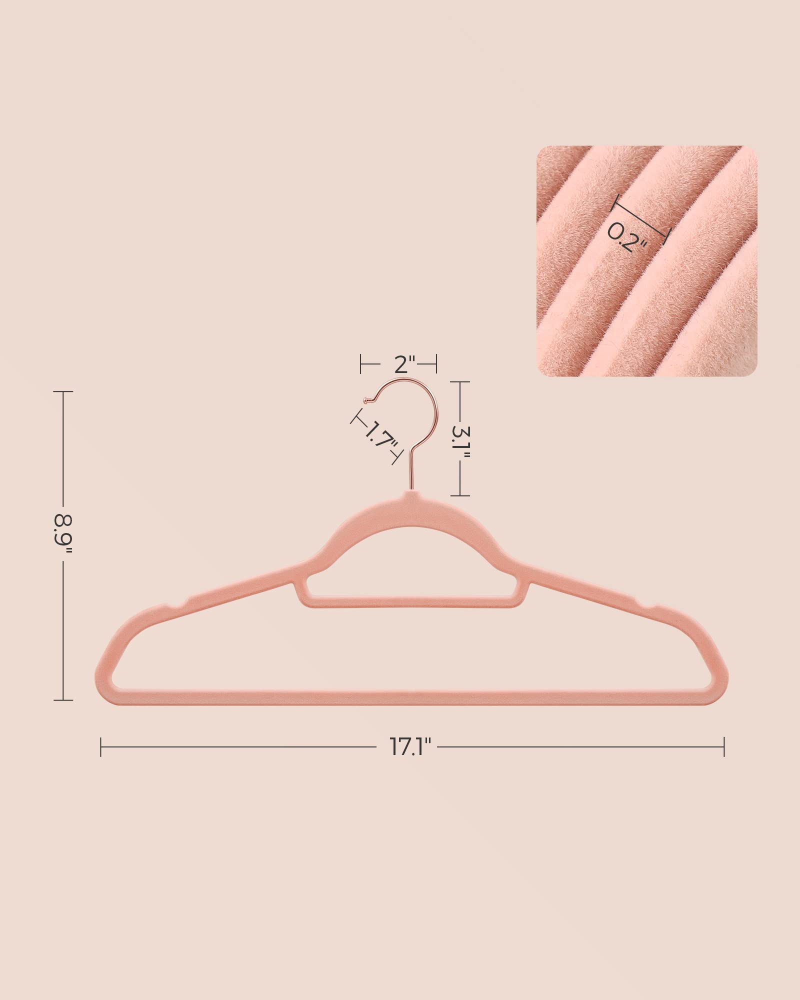Foto 8 pulgar | Juego De 30 Perchas Songmics De Terciopelo, Color Rosa Coral Ucrf21pk30 - Venta Internacional.