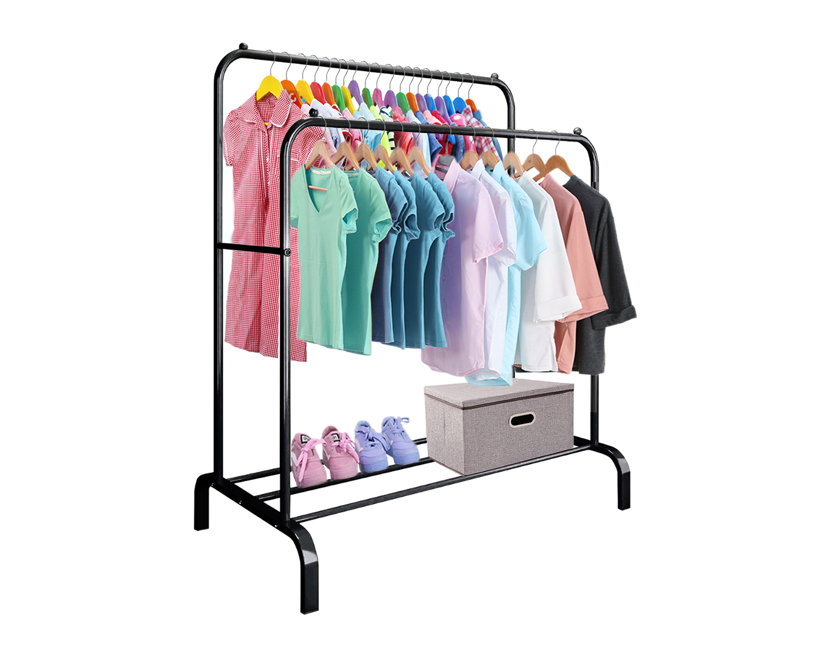 Perchero Organizador Color Negro De Piso Para Ropa Basitex
