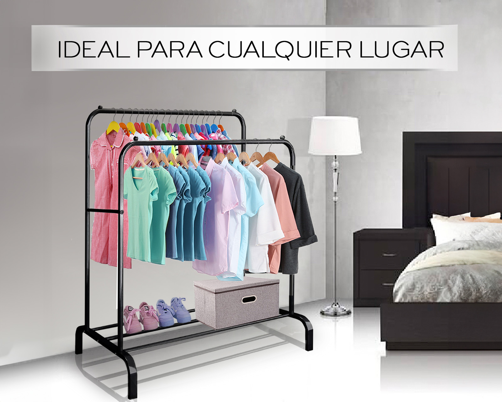 Foto 4 pulgar | Perchero Organizador Color Negro De Piso Para Ropa Basitex