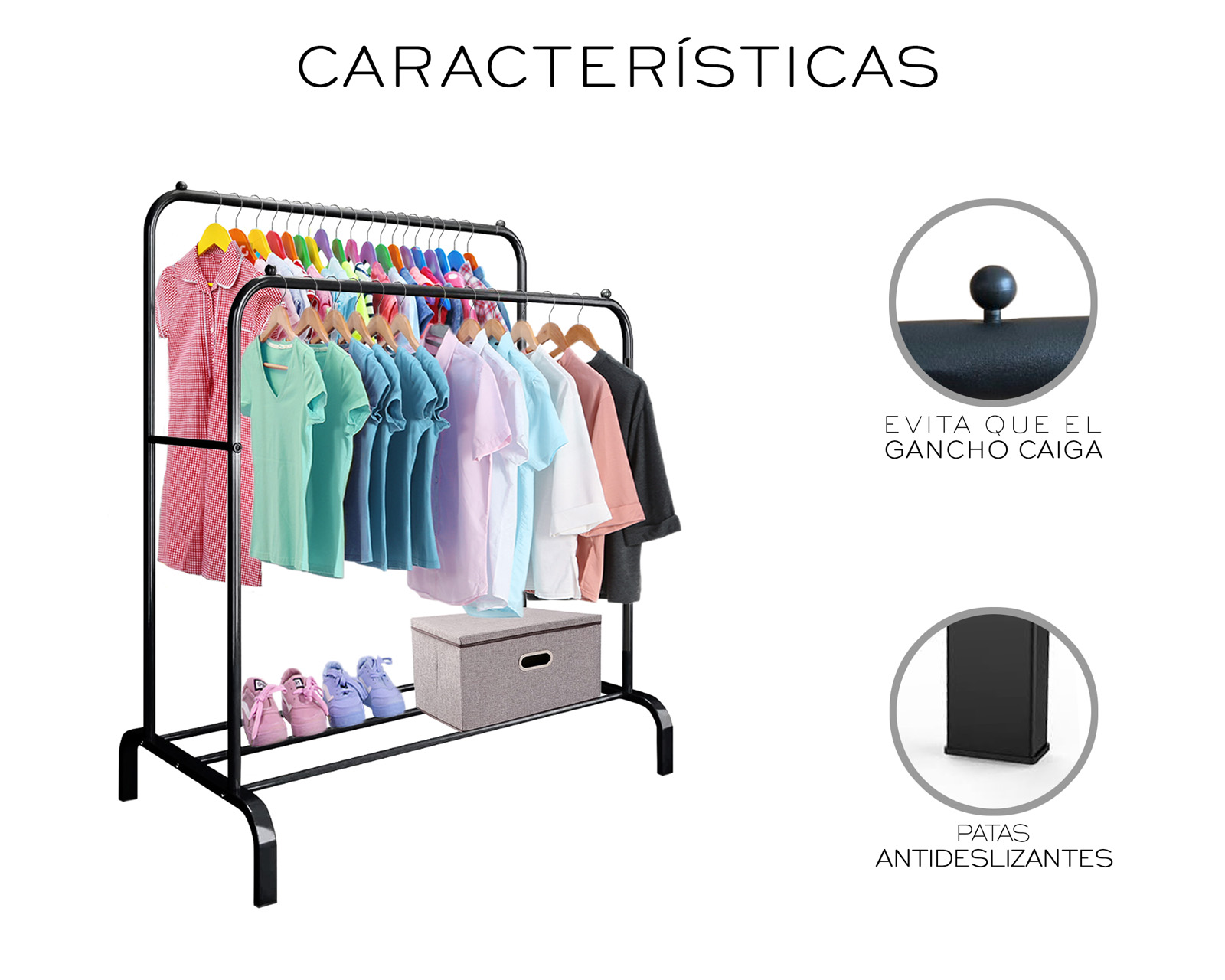 Foto 5 pulgar | Perchero Organizador Color Negro De Piso Para Ropa Basitex