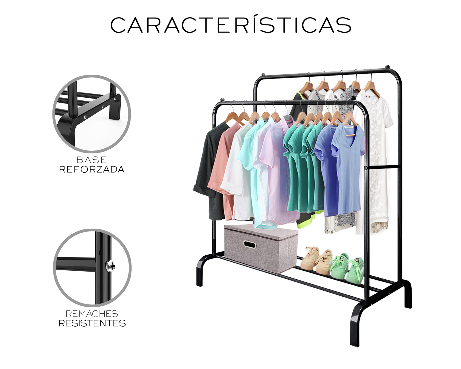 Foto 6 pulgar | Perchero Organizador Color Negro De Piso Para Ropa Basitex