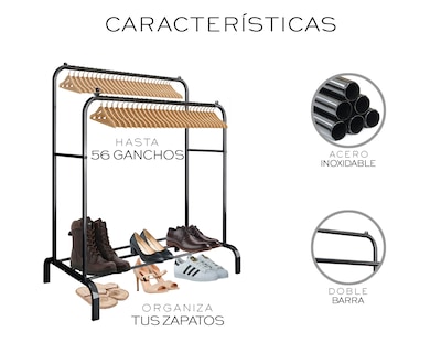 Foto 6 | Perchero Organizador Color Negro De Piso Para Ropa Basitex