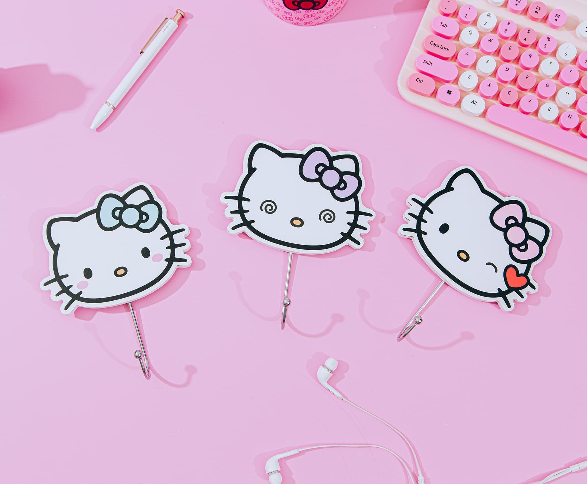 Foto 4 pulgar | Perchero Con Ganchos De Pared Con Forma De Lazo Hello Kitty - Venta Internacional.