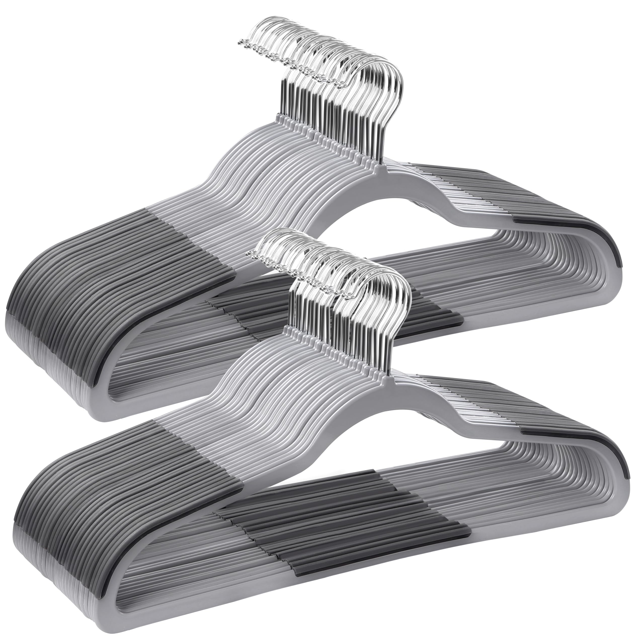 Songmics Perchas De Ropa, Paquete De 50 Perchas De Plástico, Antideslizantes, 0,5 Cm De Espesor, 45 Cm De Largo, Gancho