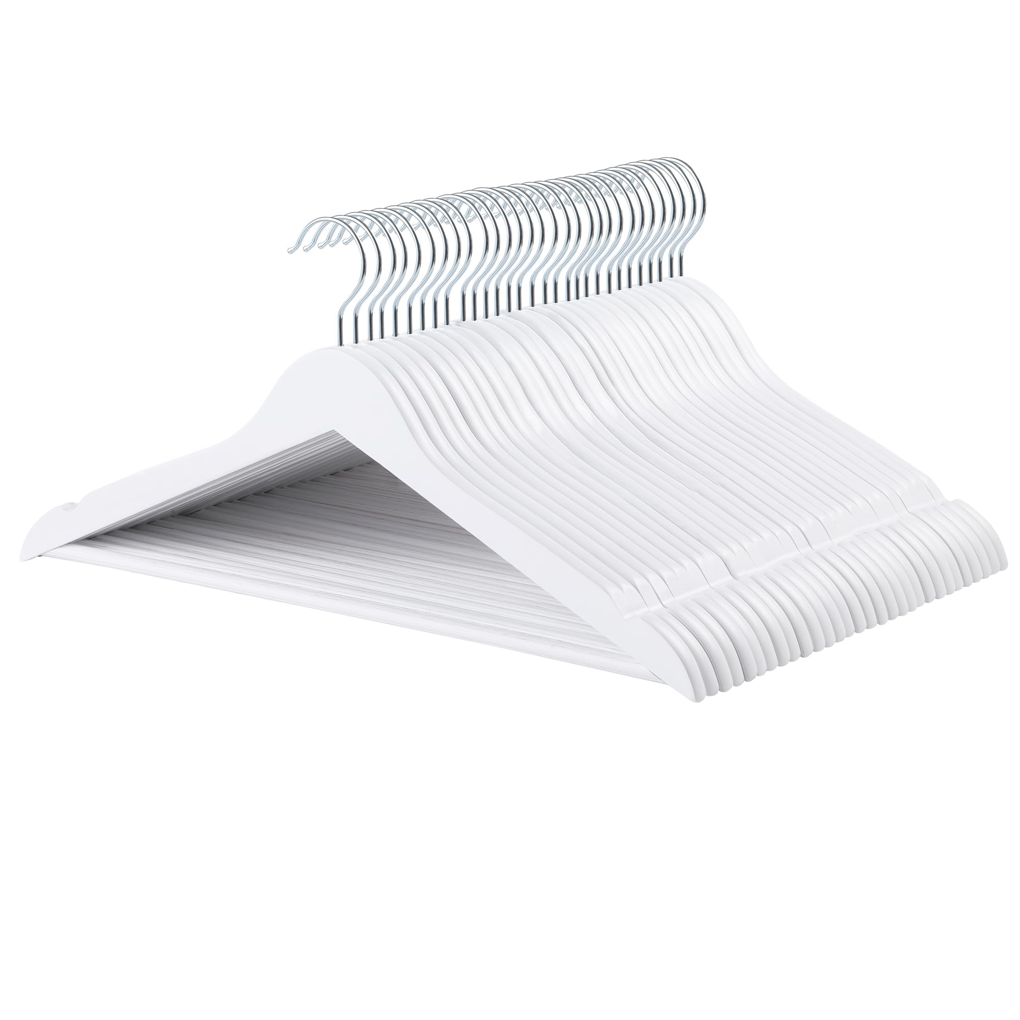 Perchas Para Ropa Amazon Basics, Traje De Madera, Paquete De 30 Unidades, Color Blanco - Venta Internacional.