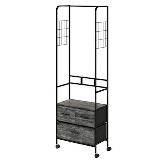 Foto 1 | Organizador Con 2 Cajones, Perchero Y Ruedas Mu:4life 5l-7189-on Oak Negro De Estructura Metal Y Cajones De Tela