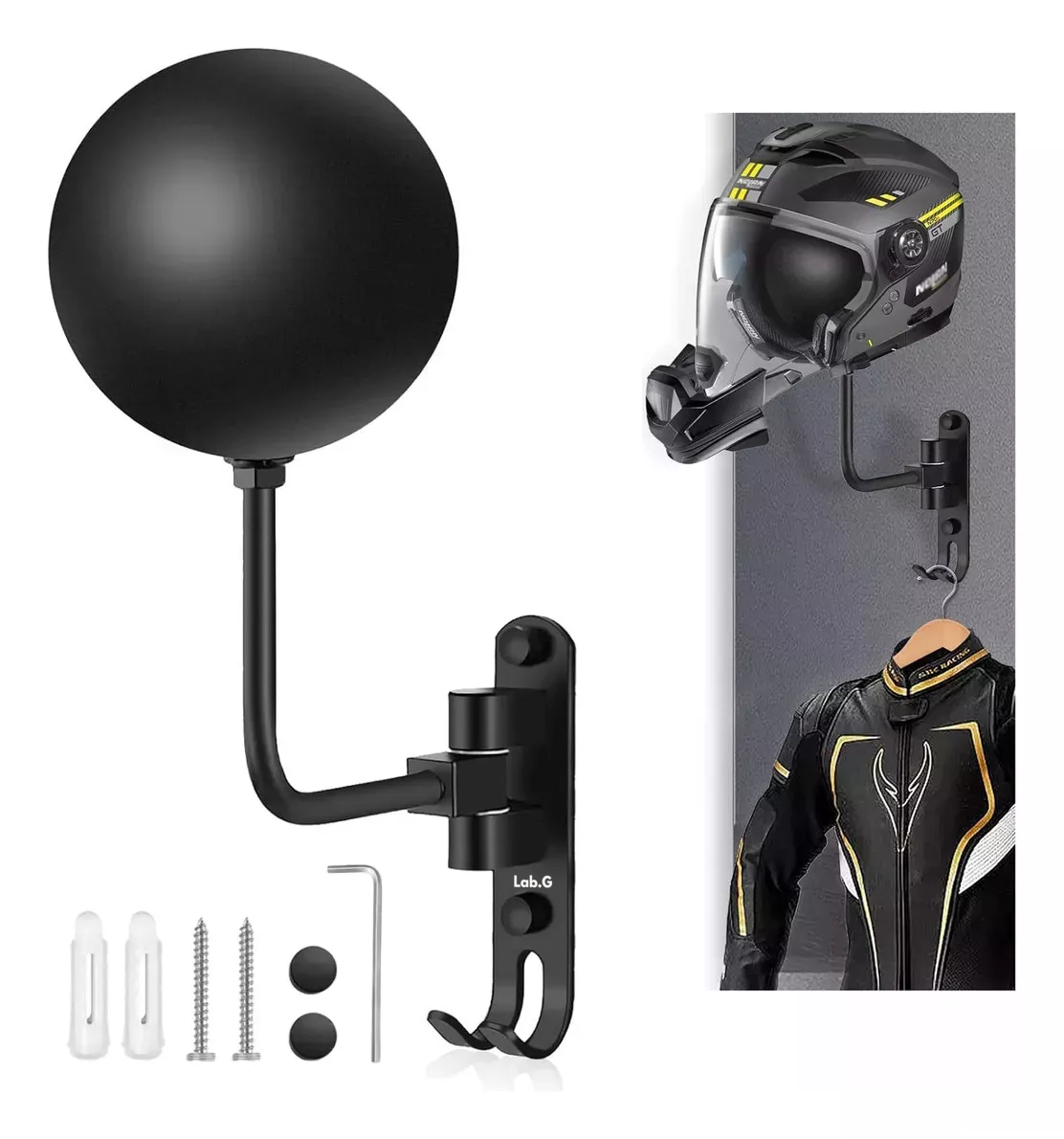 Foto 4 pulgar | Soporte Para Casco Motocicleta Y Guantes, Rotación 180 Grados Negro