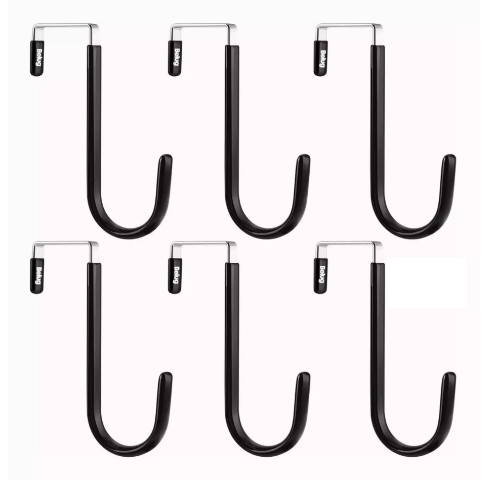 Foto 2 pulgar | Ganchos Para Colgar De Puerta Para Ropa/sombrero 6 Pcs Negro/plata Belug
