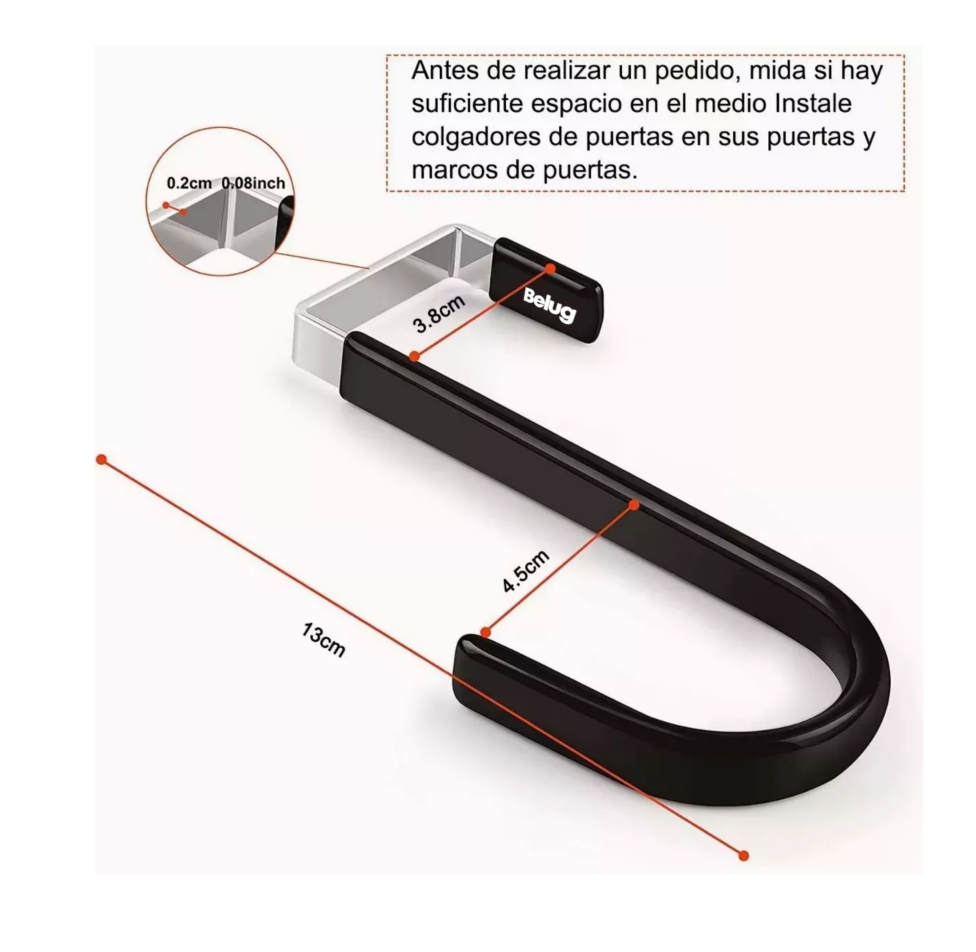Foto 2 | Ganchos Para Colgar De Puerta Para Ropa/sombrero 6 Pcs Negro/plata Belug