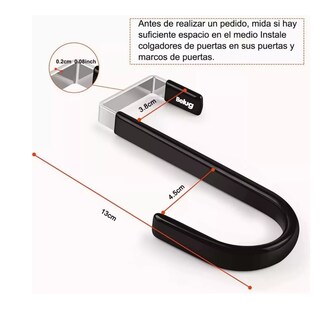 Foto 2 | Ganchos Para Colgar De Puerta Para Ropa/sombrero 6 Pcs Negro/plata Belug