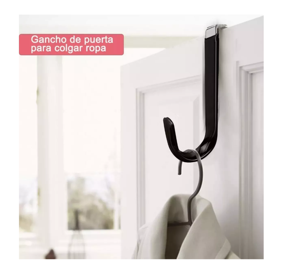 Foto 6 pulgar | Ganchos Para Colgar De Puerta Para Ropa/sombrero 6 Pcs Negro/plata Belug
