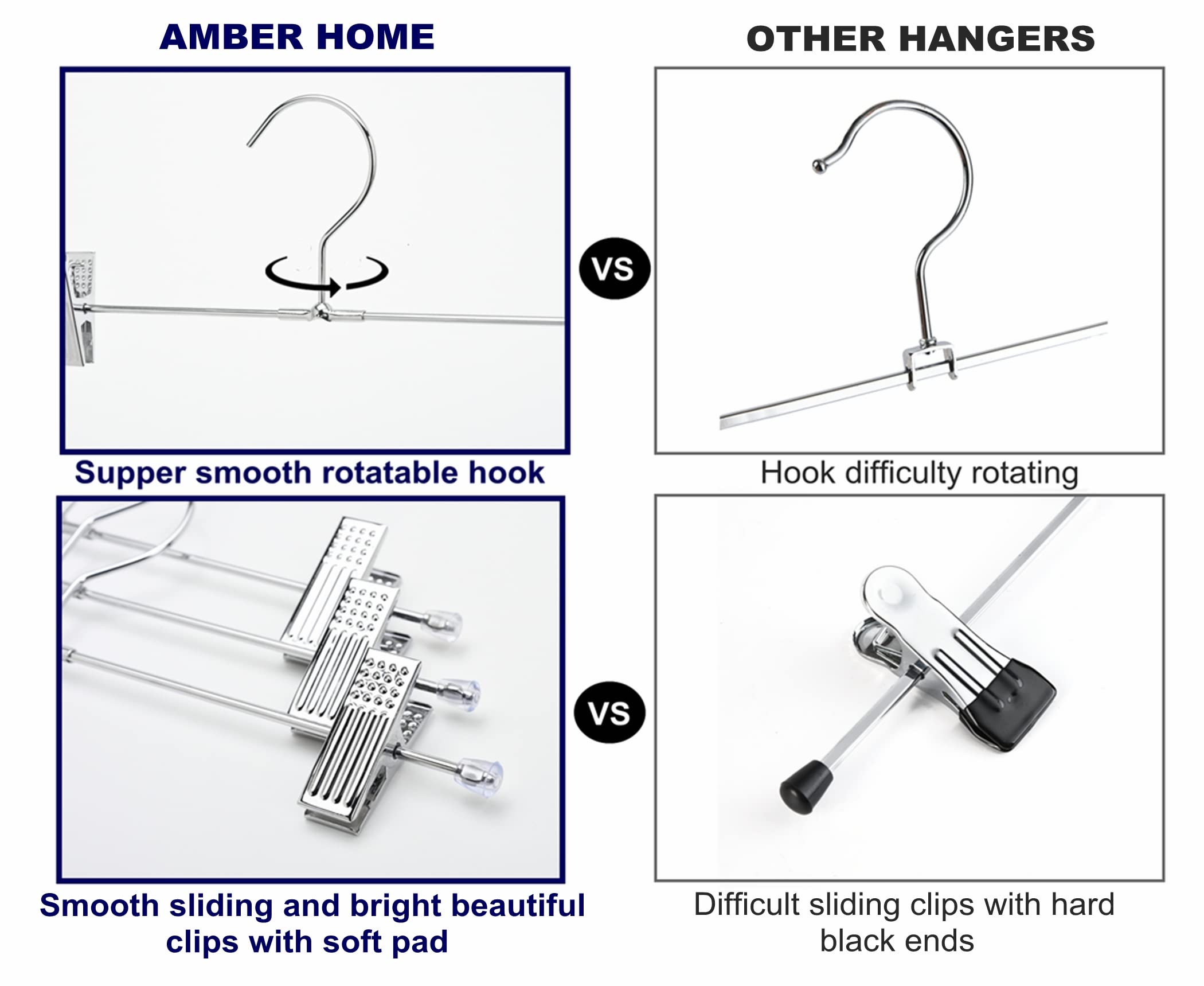Foto 3 | Perchas Para Pantalones Amber Home De Metal Con Clips, 50 Unidades, Cromadas, 12,6 Cm - Venta Internacional.