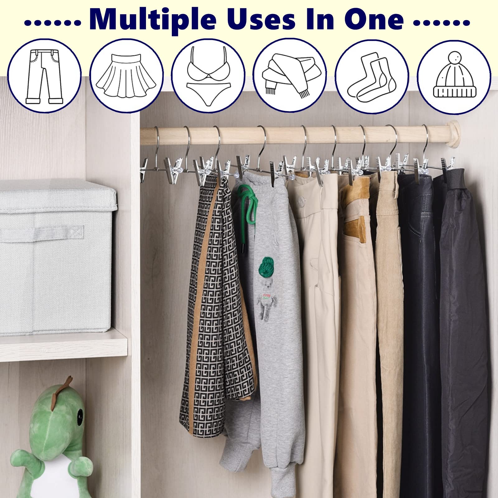 Foto 7 | Perchas Para Pantalones Amber Home De Metal Con Clips, 50 Unidades, Cromadas, 12,6 Cm - Venta Internacional.