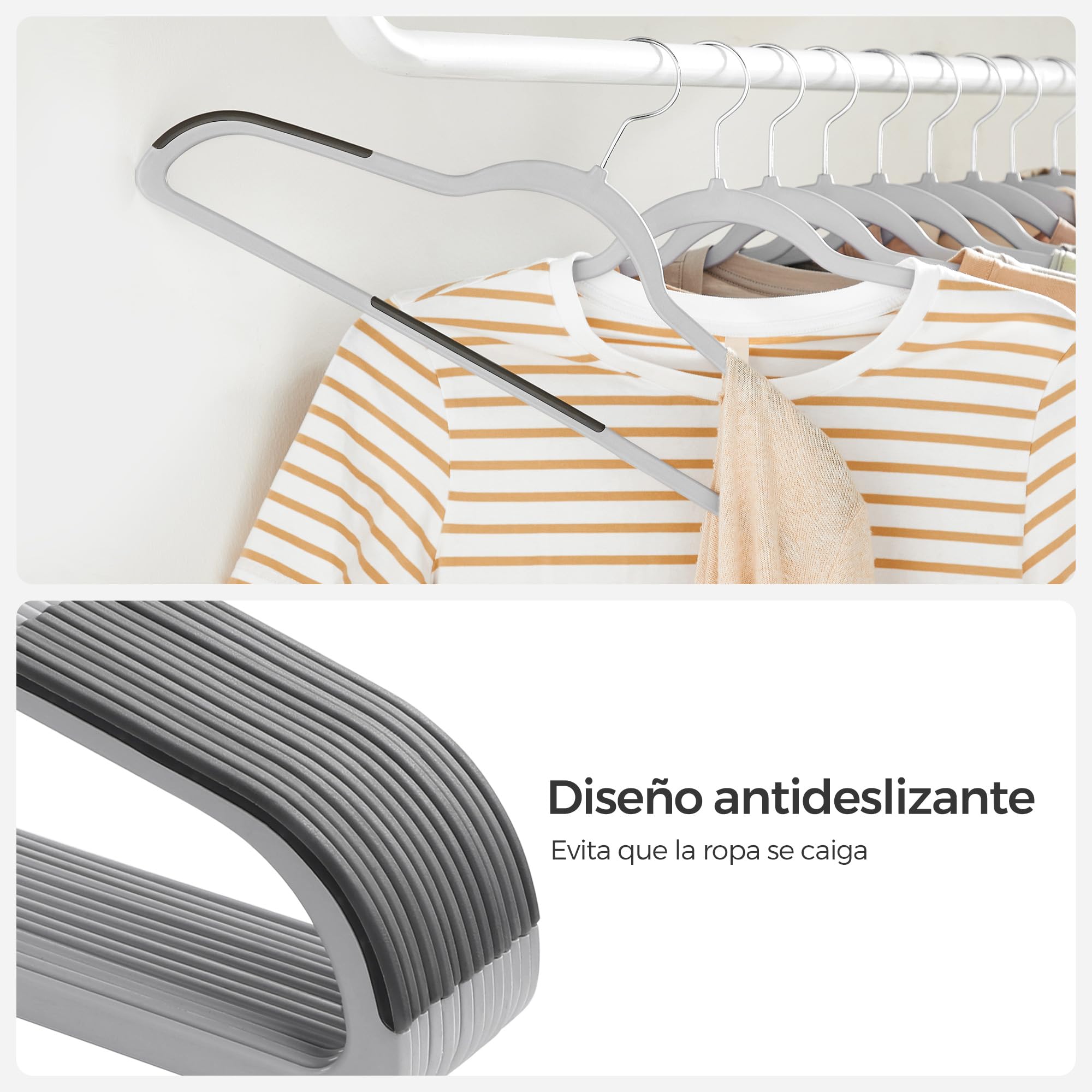 Foto 5 pulgar | Songmics Perchas De Ropa, Paquete De 50 Perchas De Plástico