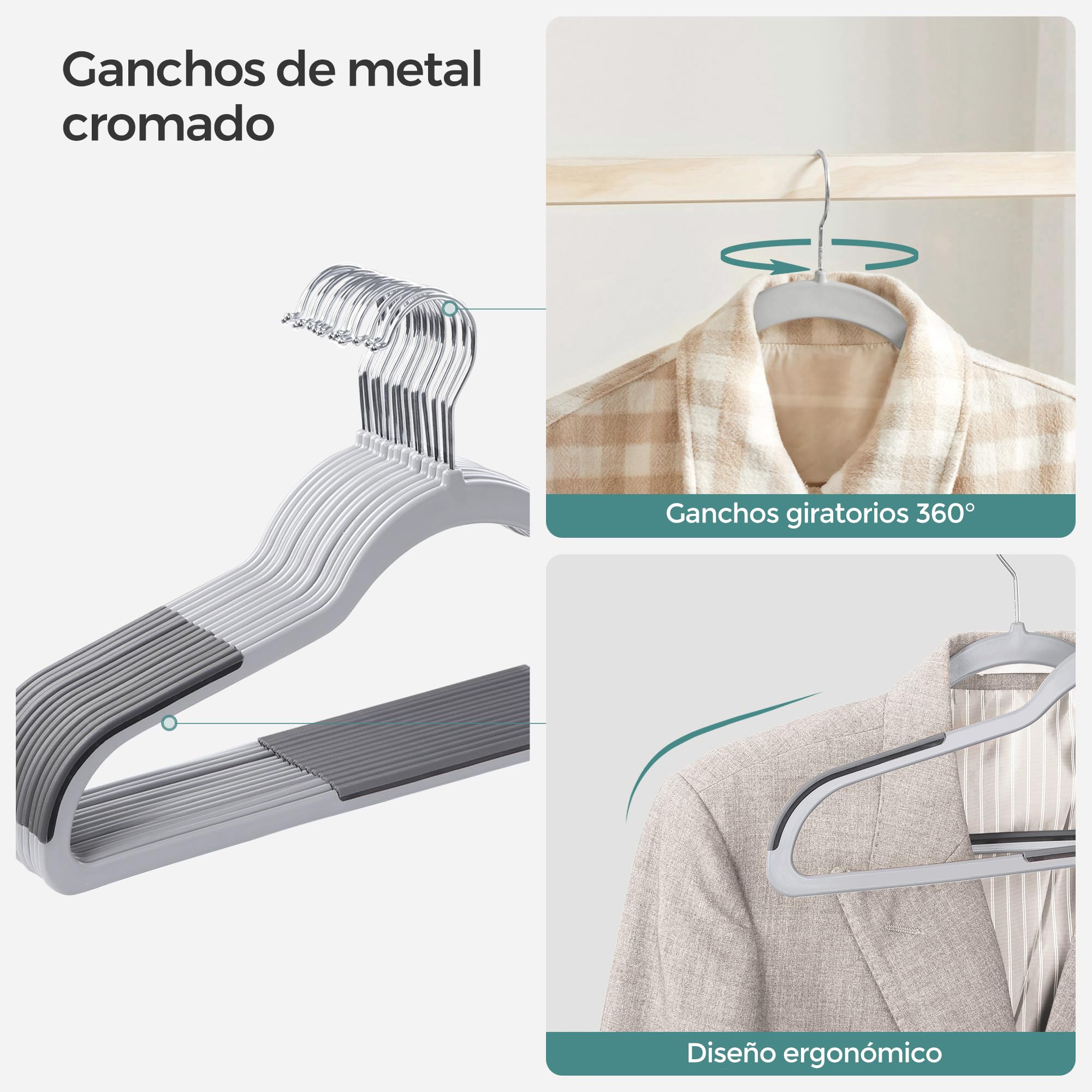 Foto 6 pulgar | Songmics Perchas De Ropa, Paquete De 50 Perchas De Plástico