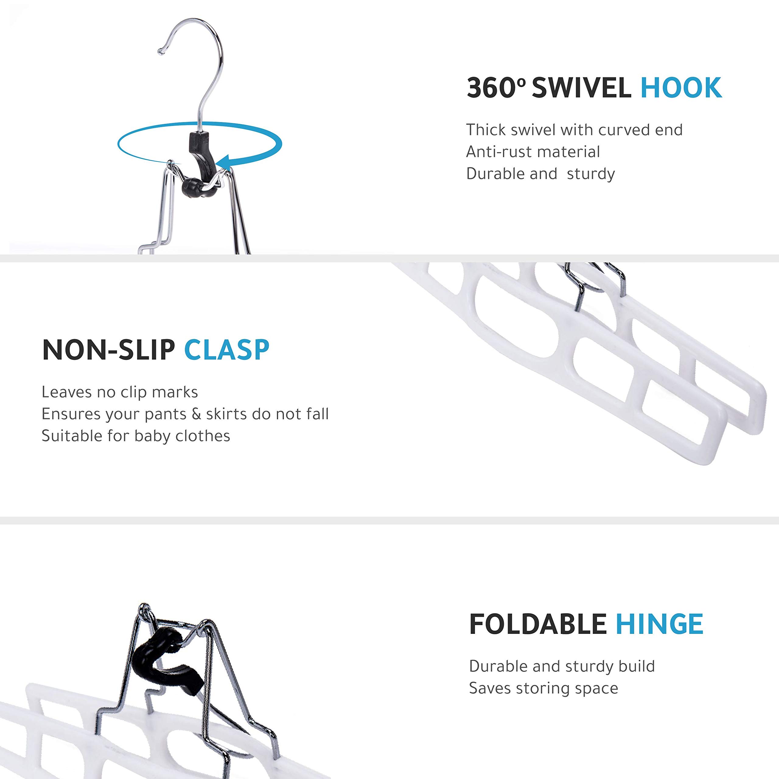 Foto 5 pulgar | Hangers Quality Hangers, Paquete De 80 Unidades, Plástico Blanco Con Cierre - Venta Internacional.