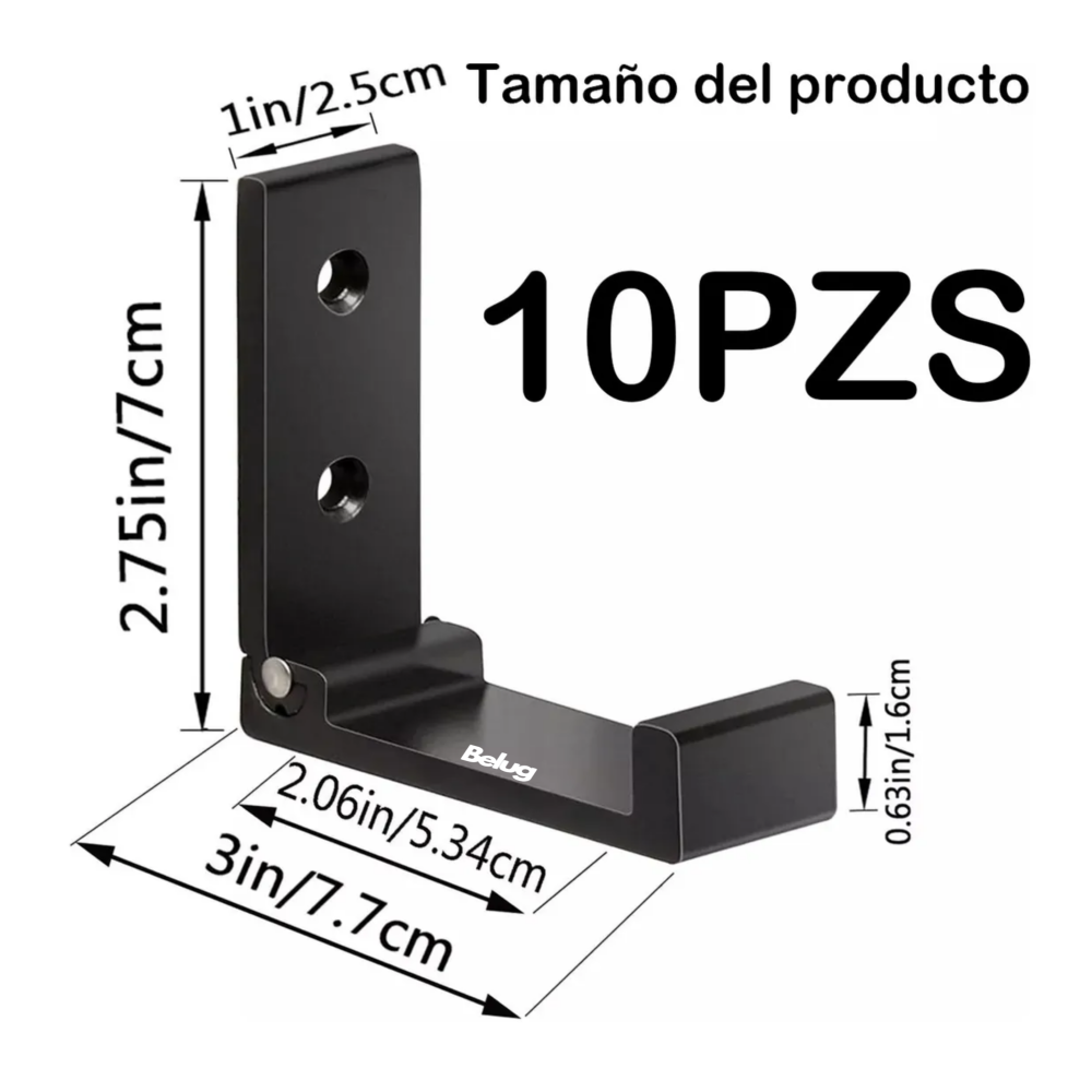 Foto 3 pulgar | 10 Perchero Gancho Plegable Colgador Para Gorra Ropa Bolsa Belug,  Negro