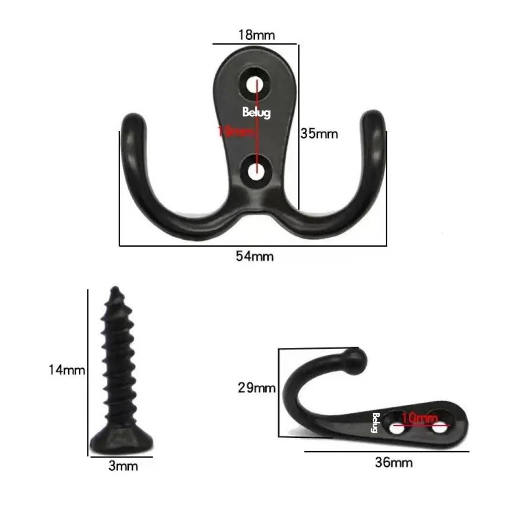 Foto 4 pulgar | 20 Piezas Ganchos Perchero Belug  Acero Inox Colgador Pared Negro