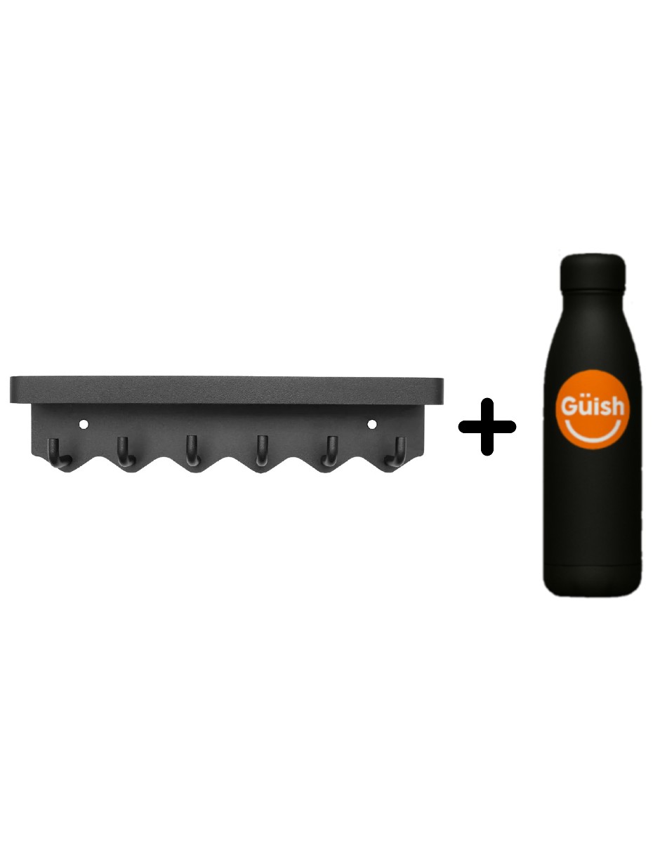 Foto 2 pulgar | Portallaves De Pared Negro + Gratis Termo Güish De Regalo