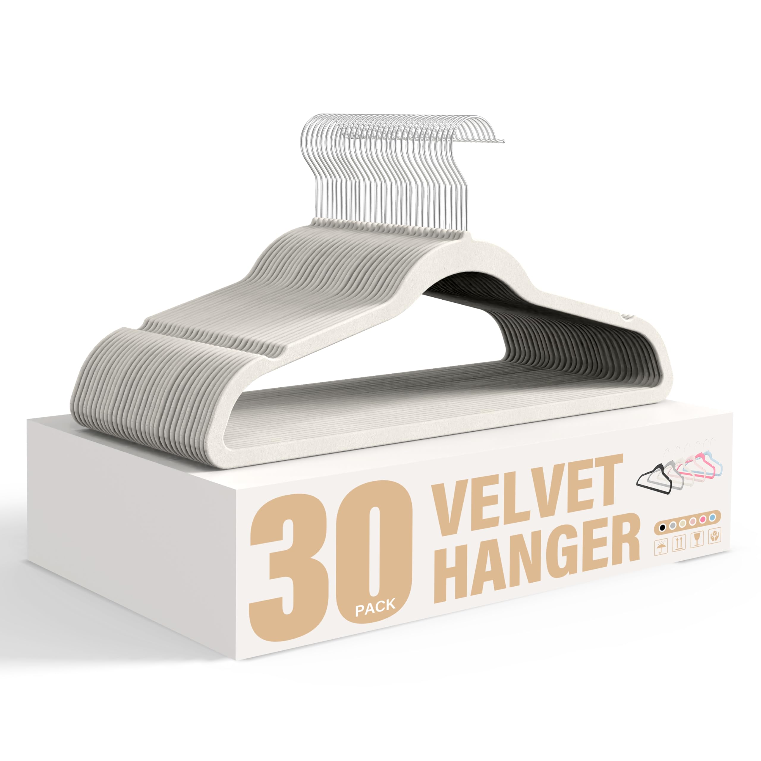 Foto 2 pulgar | Velvet Hangers Simple Deluxe, Paquete De 30 Unidades, Antideslizantes, Color Blanco - Venta Internacional.
